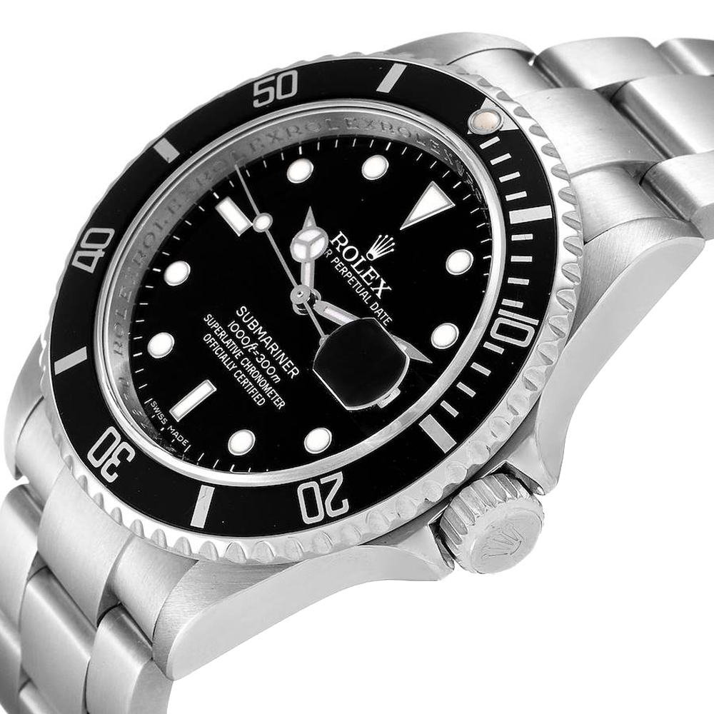 

Rolex Black Stainless Steel Submariner 16610 Men's Wristwatch