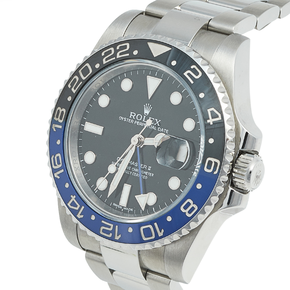 

Rolex Black Stainless Steel GMT Master II 116710 Men's Wristwatch 40 mm