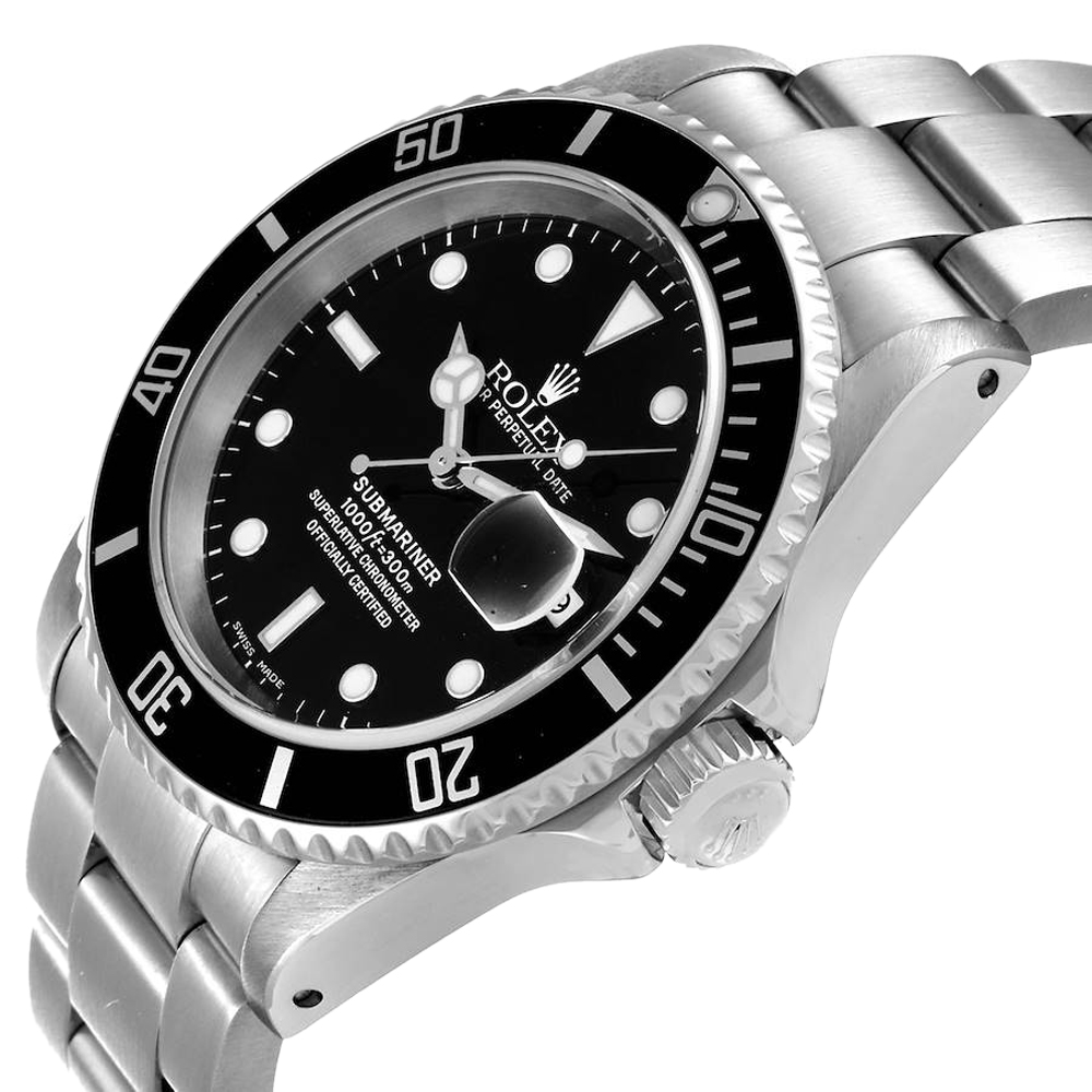 

Rolex Black Stainless Steel Submariner 16610 Men's Wristwatch