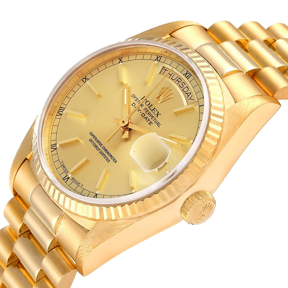 

Rolex Champagne 18K Yellow Gold President Day-Date 18038 Men's Wristwatch