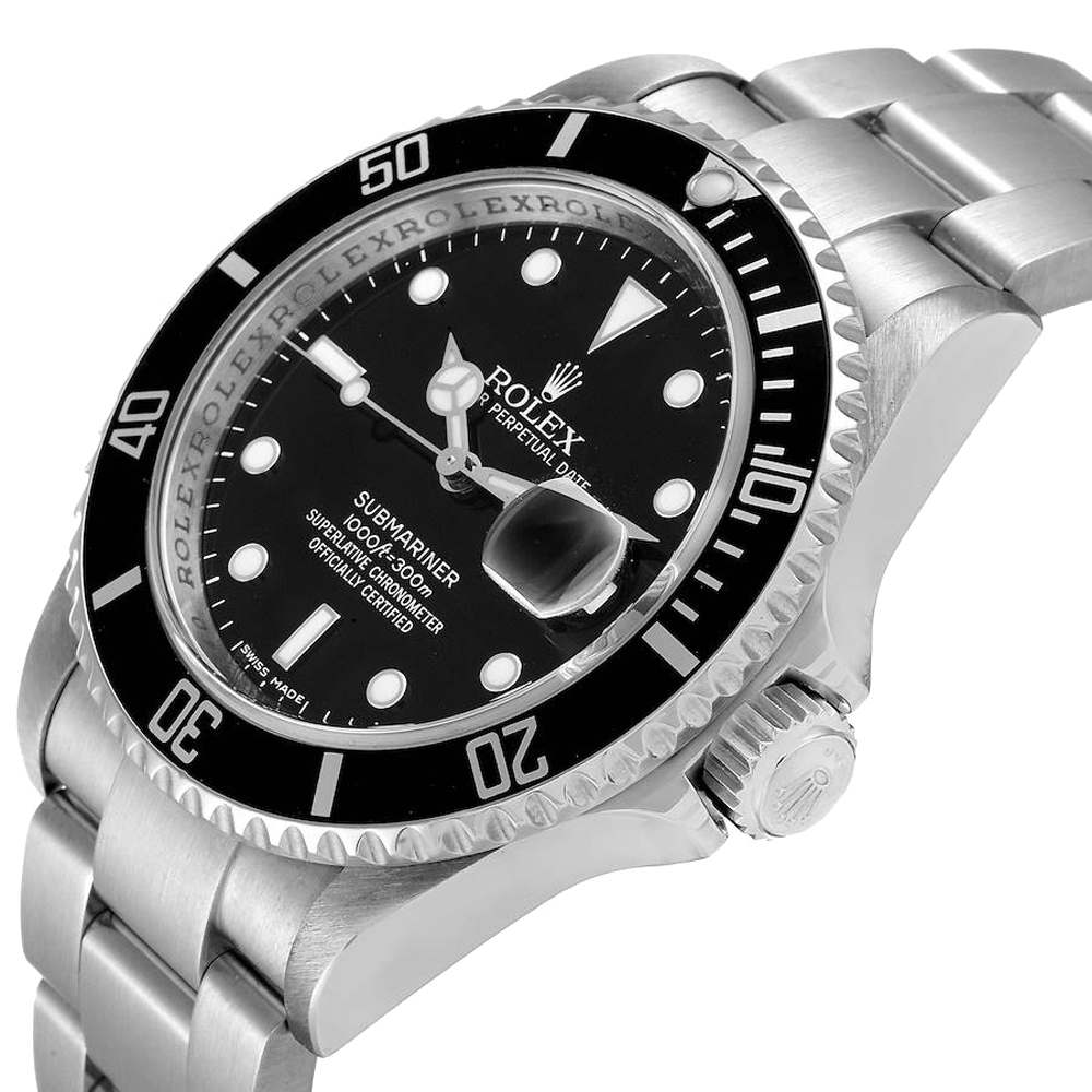 

Rolex Black Stainless Steel Submariner 16610 Men's Wristwatch