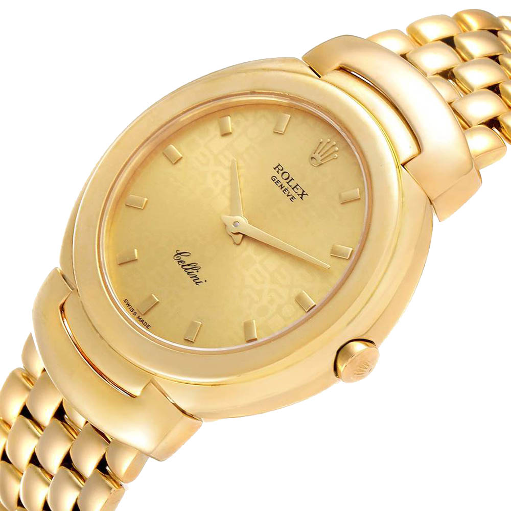 

Rolex Champagne 18K Yellow Gold Cellini Anniversary 6622 Men's Wristwatch 33 MM