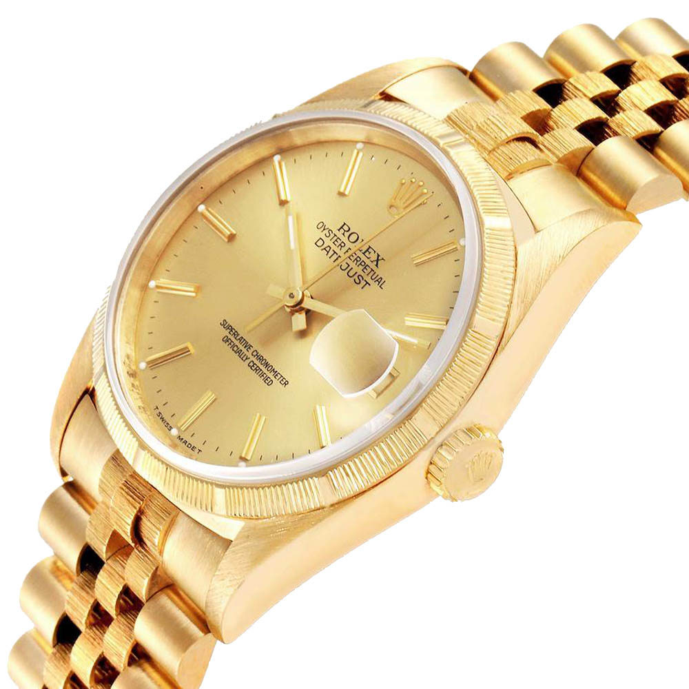 

Rolex Champagne 18K Yellow Gold Datejust 16248 Men's Wristwatch 36 MM