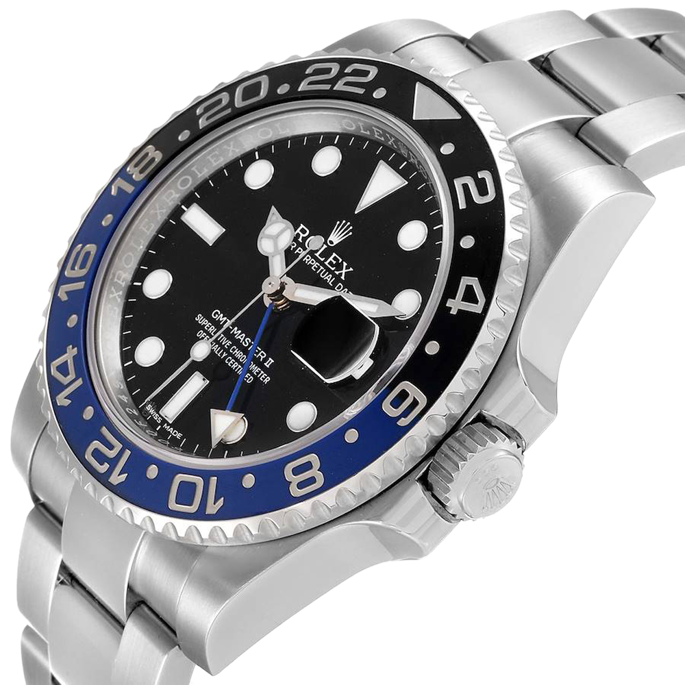 

Rolex Black Batman Blue Black Stainless Steel GMT Master II 116710 Men's Wristwatch