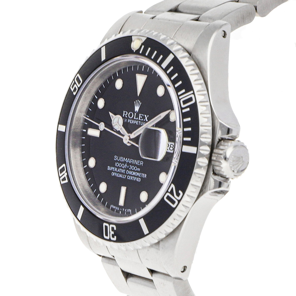 

Rolex Black Stainless Steel Submariner Date 16610 Men's Wristwatch