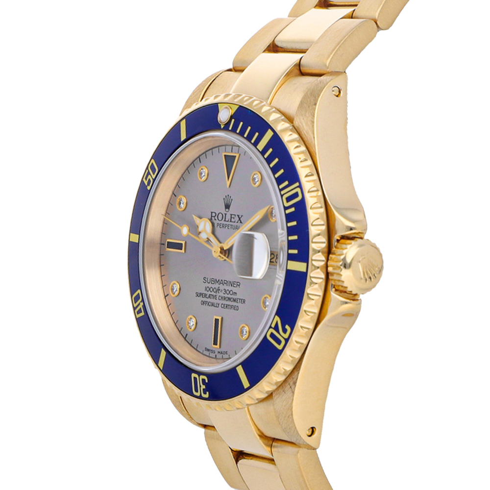 

Rolex Grey 18K Yellow Gold Submariner 16618 Men's Wristwatch