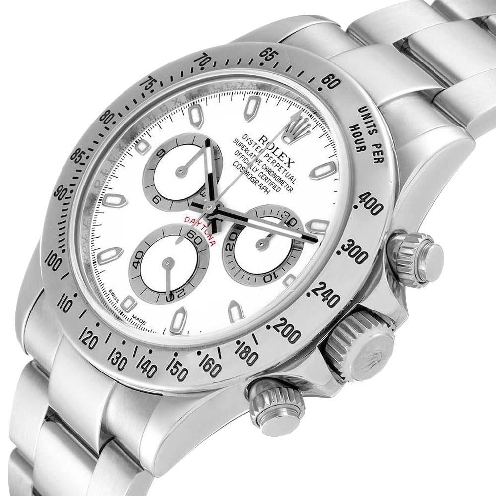 

Rolex White Stainless Steel Daytona 116520 Men's Wristwatch