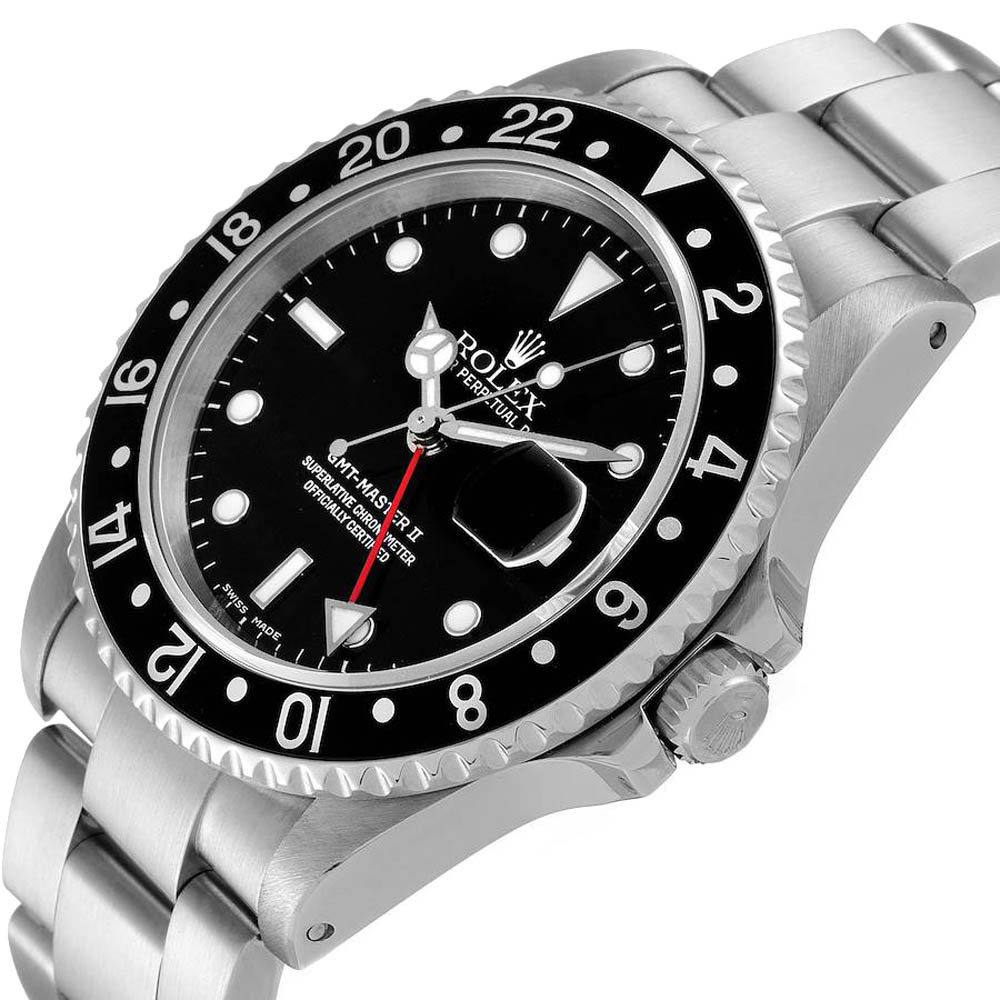 

Rolex Black Stainless Steel GMT Master II 16710 Men's Wristwatch 40 MM