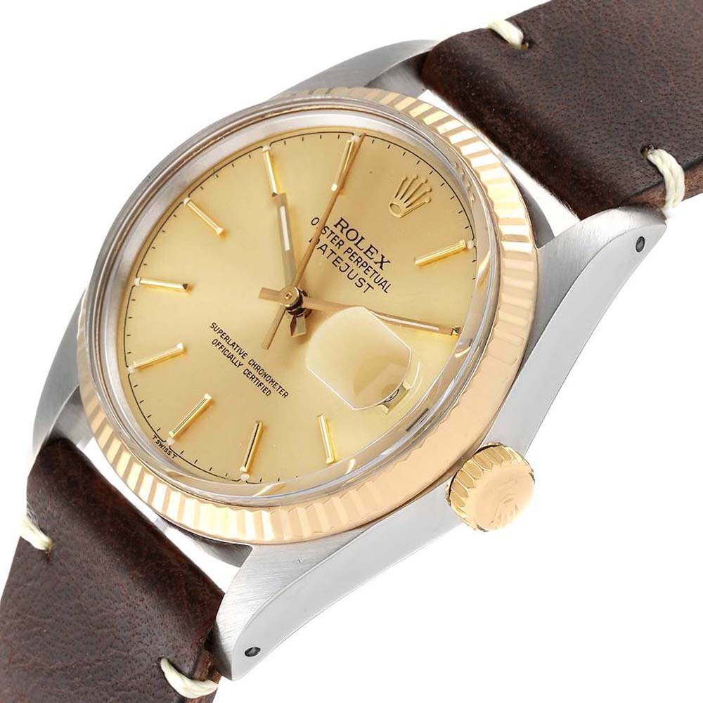 

Rolex Champagne 18K Yellow Gold Datejust 16013 Men's Wristwatch