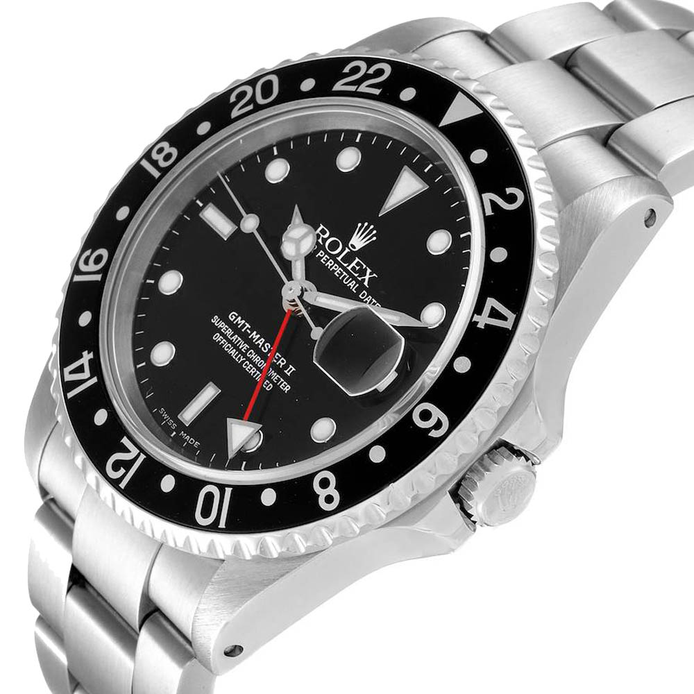 

Rolex Black Stainless Steel GMT Master II 16710 Men's Wristwatch 40 MM