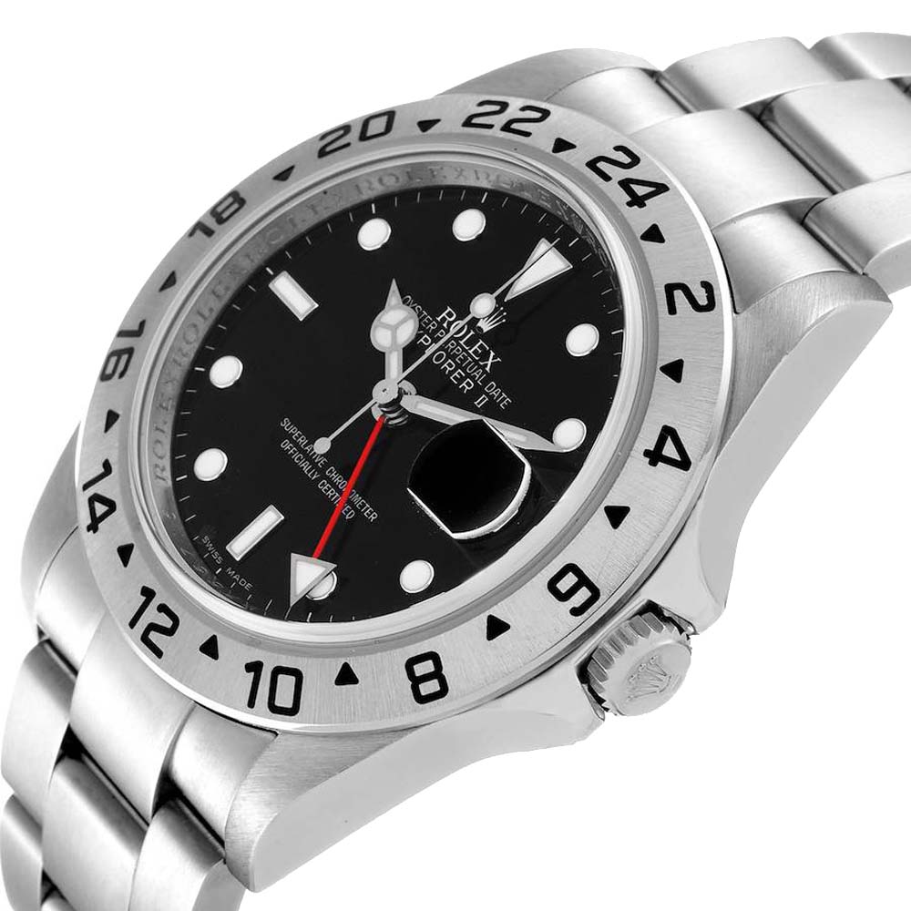 

Rolex Black Stainless Steel Explorer II 16570 Men's Wristwatch