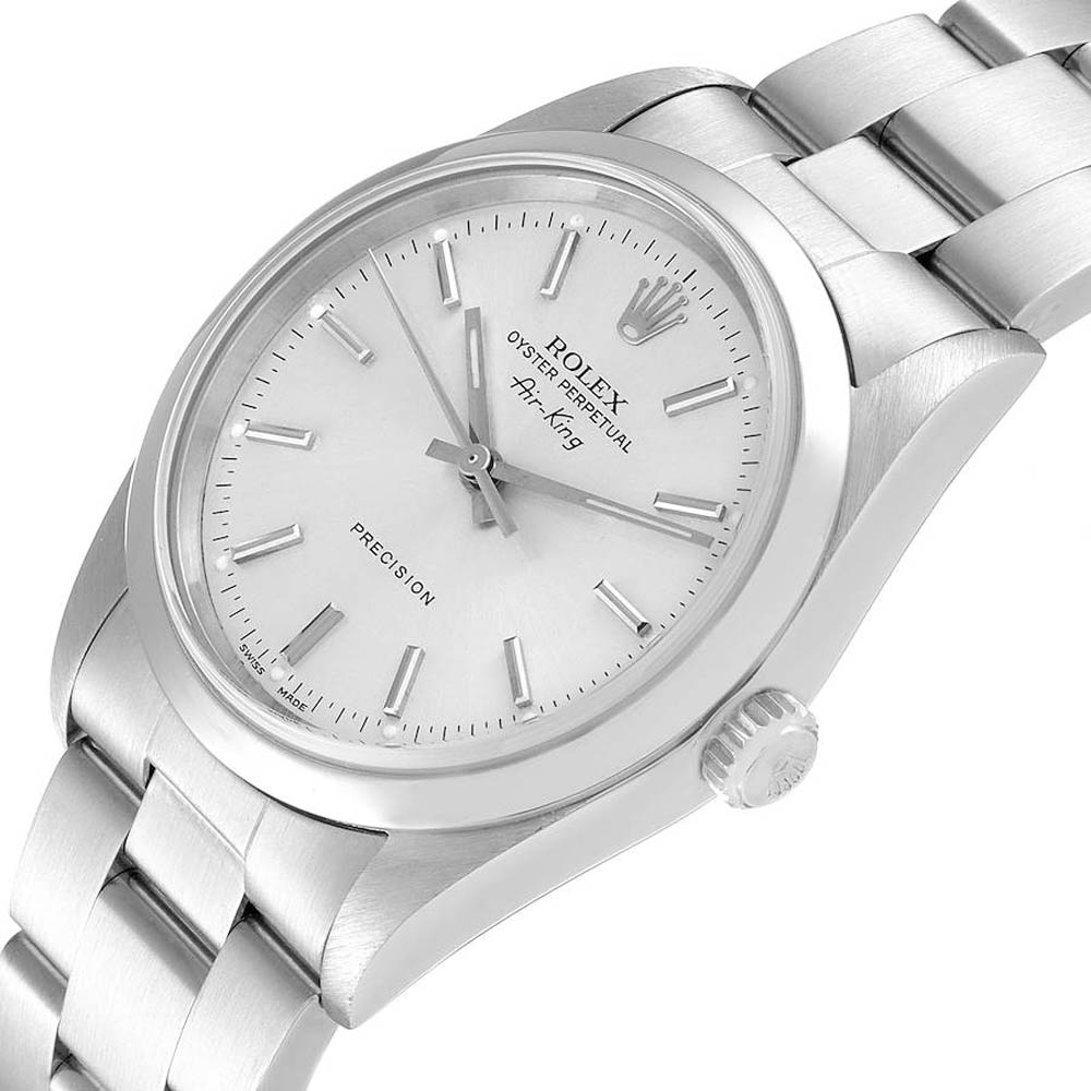 

Rolex Silver Stainless Steel Air King 14000 Men's Wristwatch 34 MM