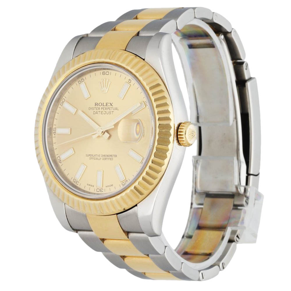 

Rolex Champagne 18K Yellow Gold Stainless Steel Datejust 116333 Men's Wristwatch