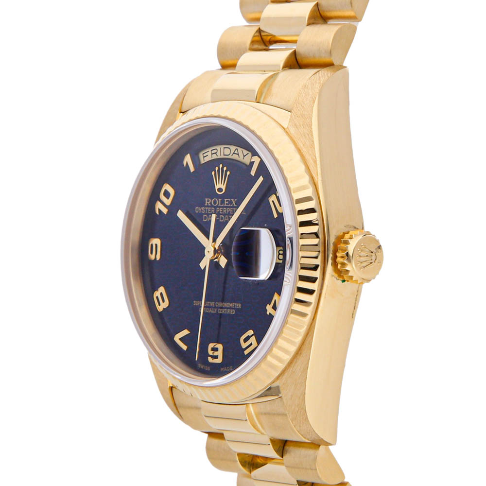 

Rolex Black 18K Yellow Gold Day-Date 18038 Men's Wristwatch