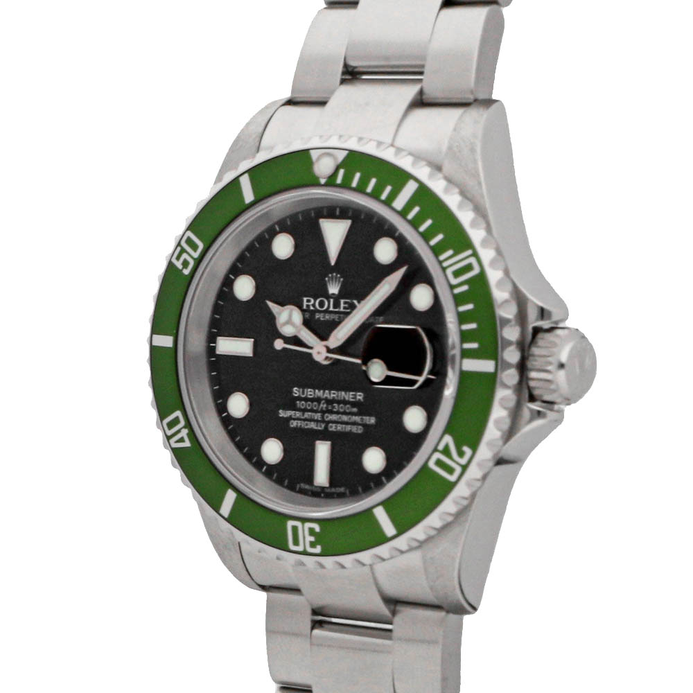 

Rolex Black Stainless Steel Submariner Date "Kermit" 16610LV Men's Wristwatch