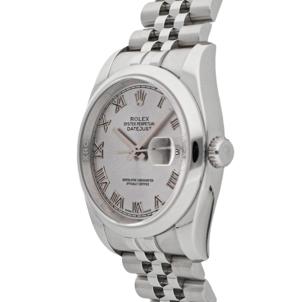 

Rolex Rhodium Stainless Steel Datejust 116200 Men's Wristwatch, Grey