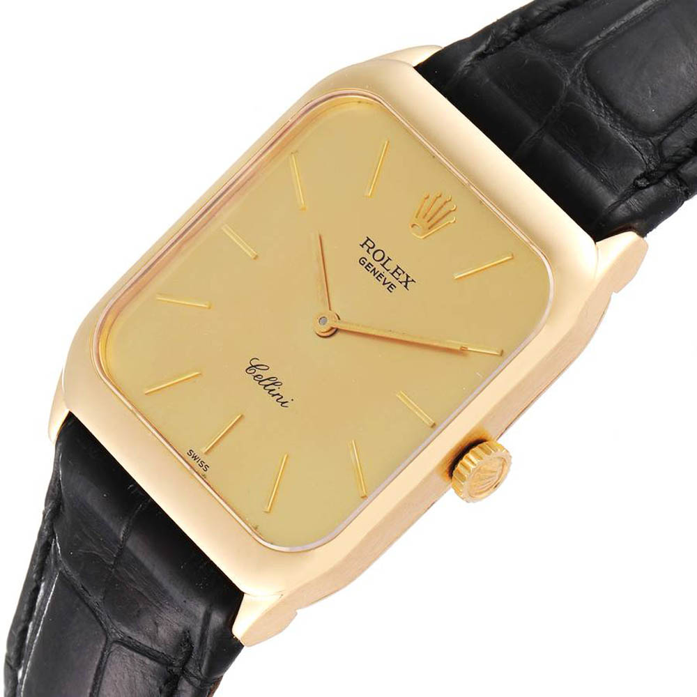 

Rolex Champagne 18k Yellow Gold Cellini Vintage 4135 Men's Wristwatch 34 MM