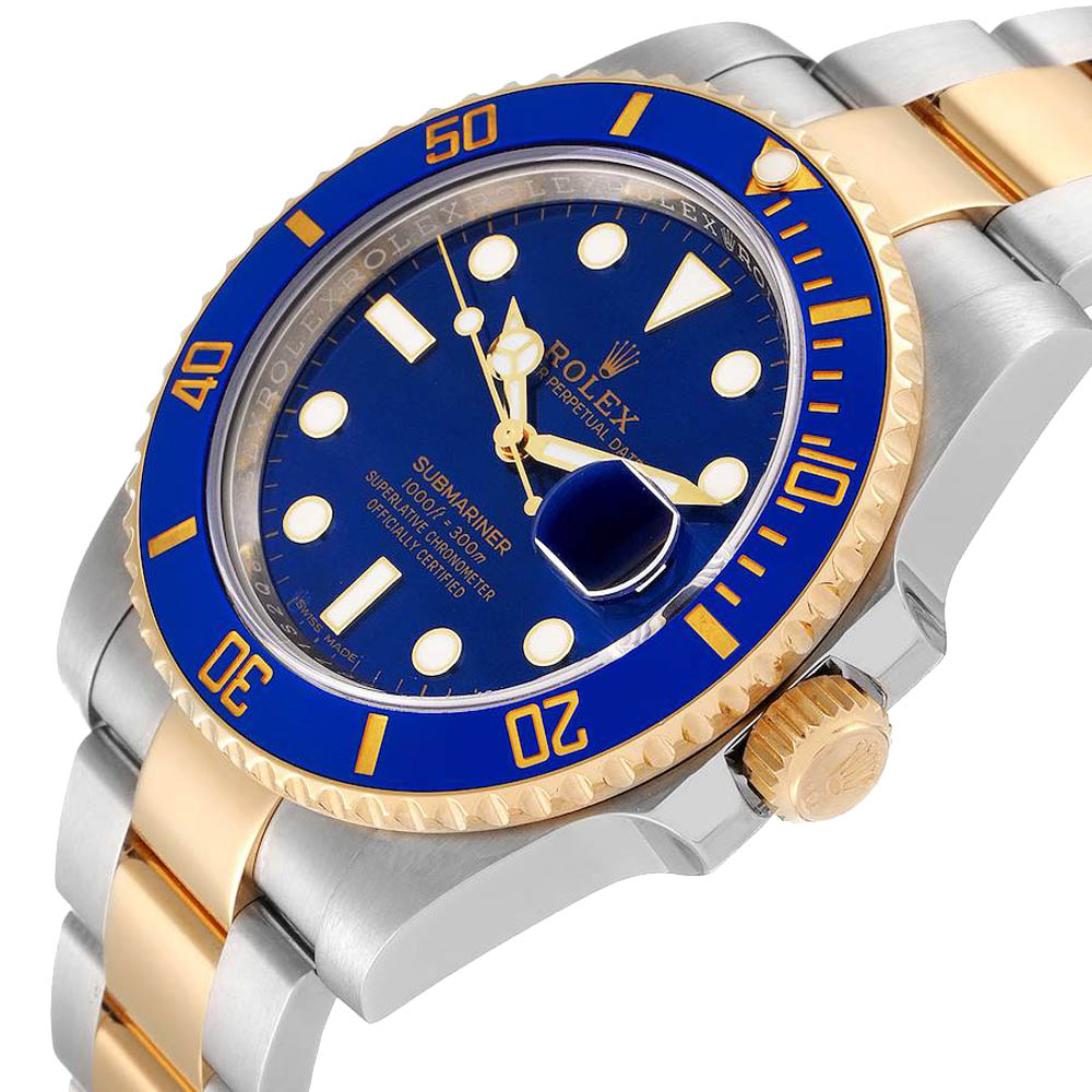 

Rolex Blue 18K Yellow Gold Stainless Steel Submariner 116613 Men's Wristwatch