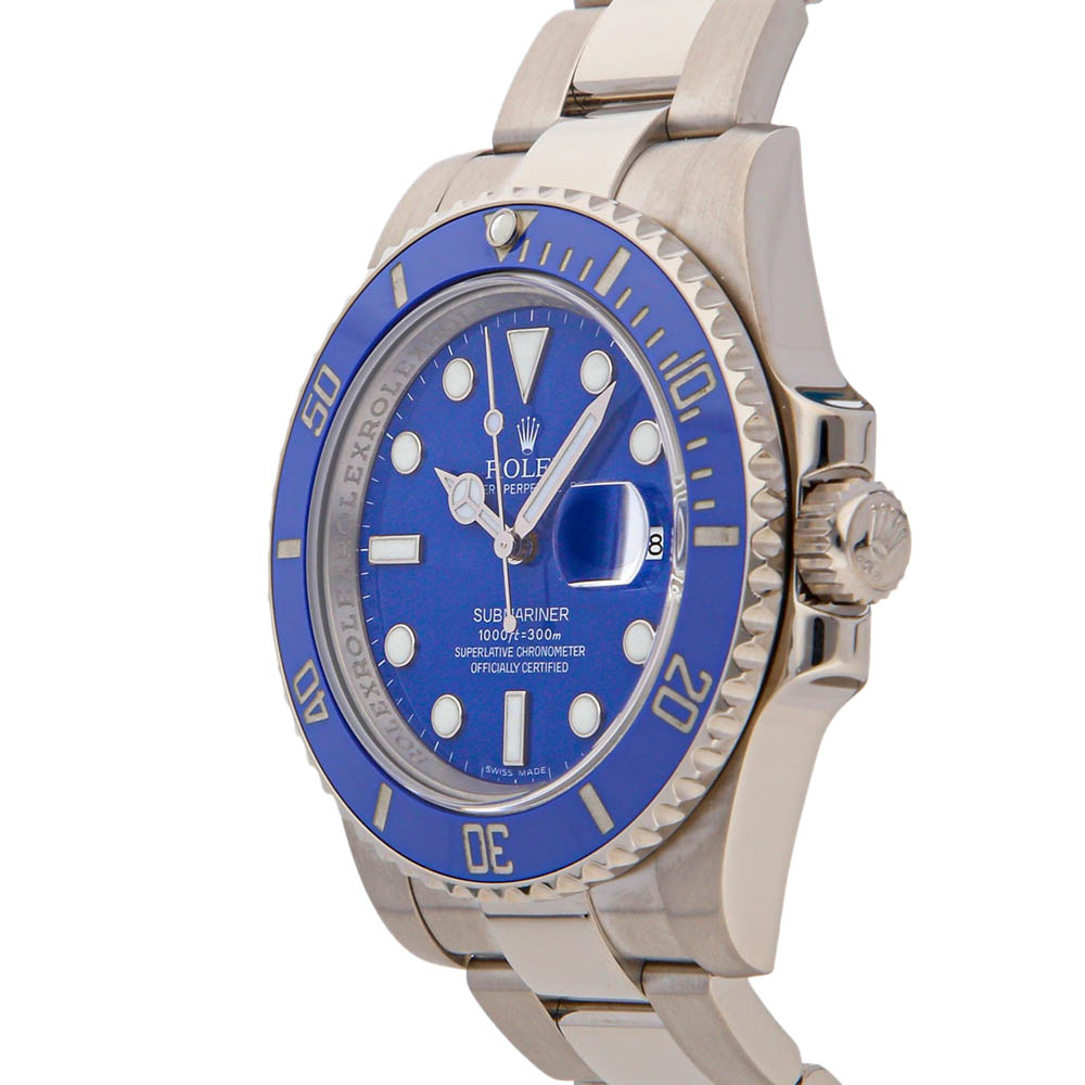 

Rolex Blue 18k White Gold Submariner Date "Smurf" 116619LB Men's Wristwatch 40 MM