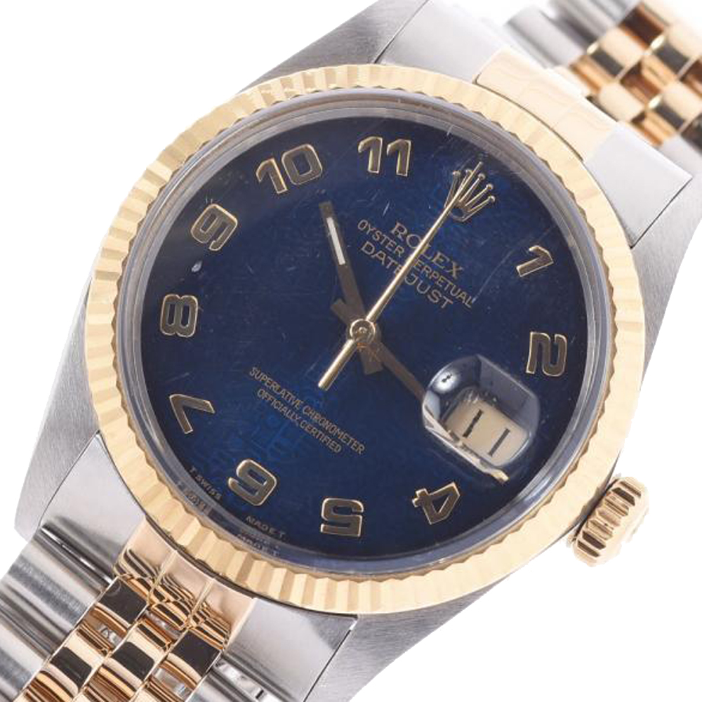

Rolex Blue 18K Yellow Gold And Stainless Steel Datejust 16013 Men's Wristwatch 36 MM