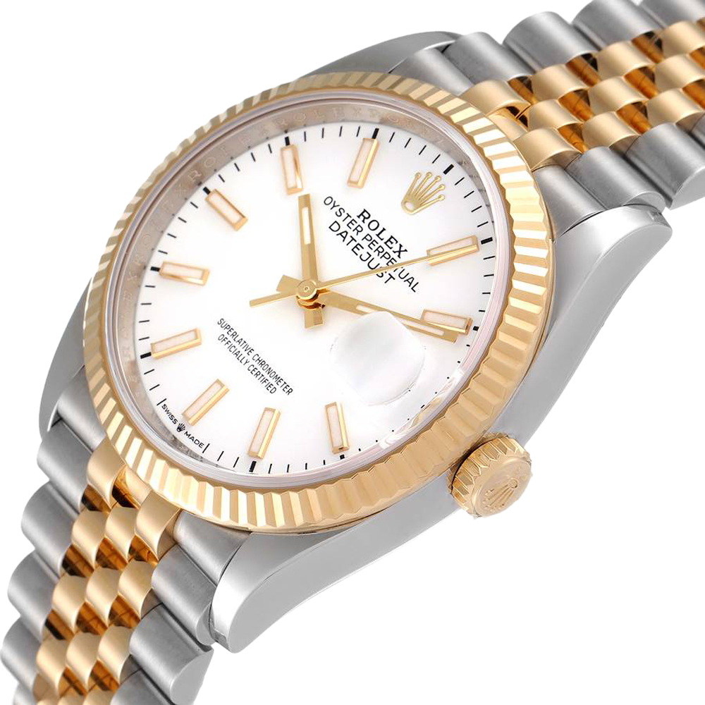 

Rolex White 18K Yellow Gold And Stainless Steel Datejust 126233 Men's Wristwatch 36 MM