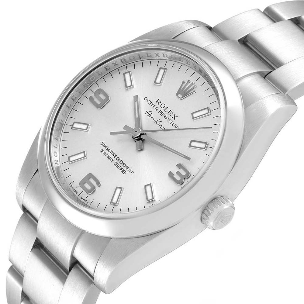 

Rolex Silver Stainless Steel Air King 114200 Men's Wristwatch 34 MM