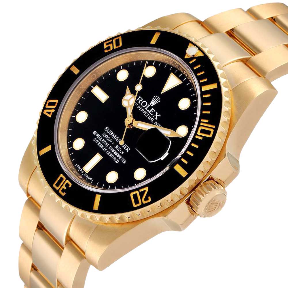 

Rolex Black 18K Yellow Gold Submariner 116618 Men's Wristwatch 40 MM