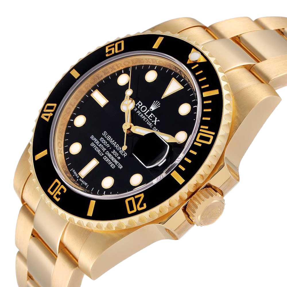 

Rolex Black 18K Yellow Gold Submariner 116618 Men's Wristwatch 40 MM
