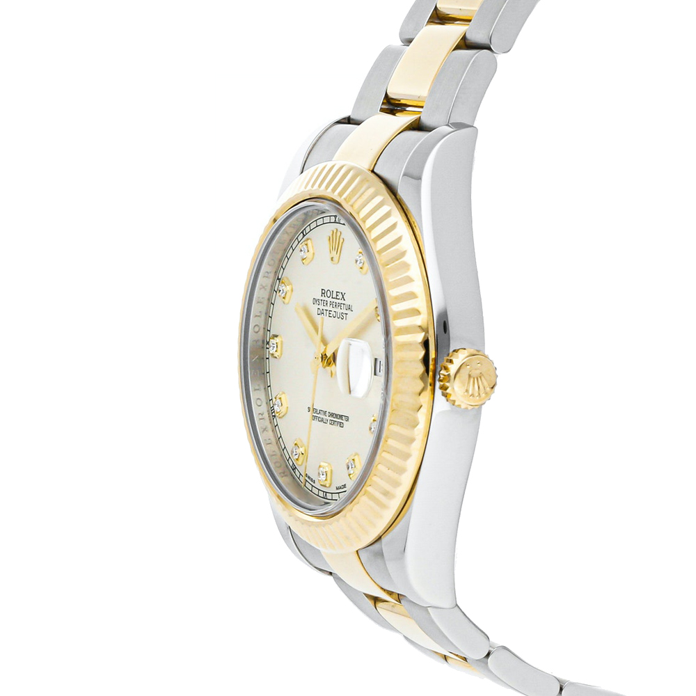 

Rolex Ivory 18K Yellow Gold and Stainless Steel Datejust II 116333 Men's Wristwatch 41 mm, White