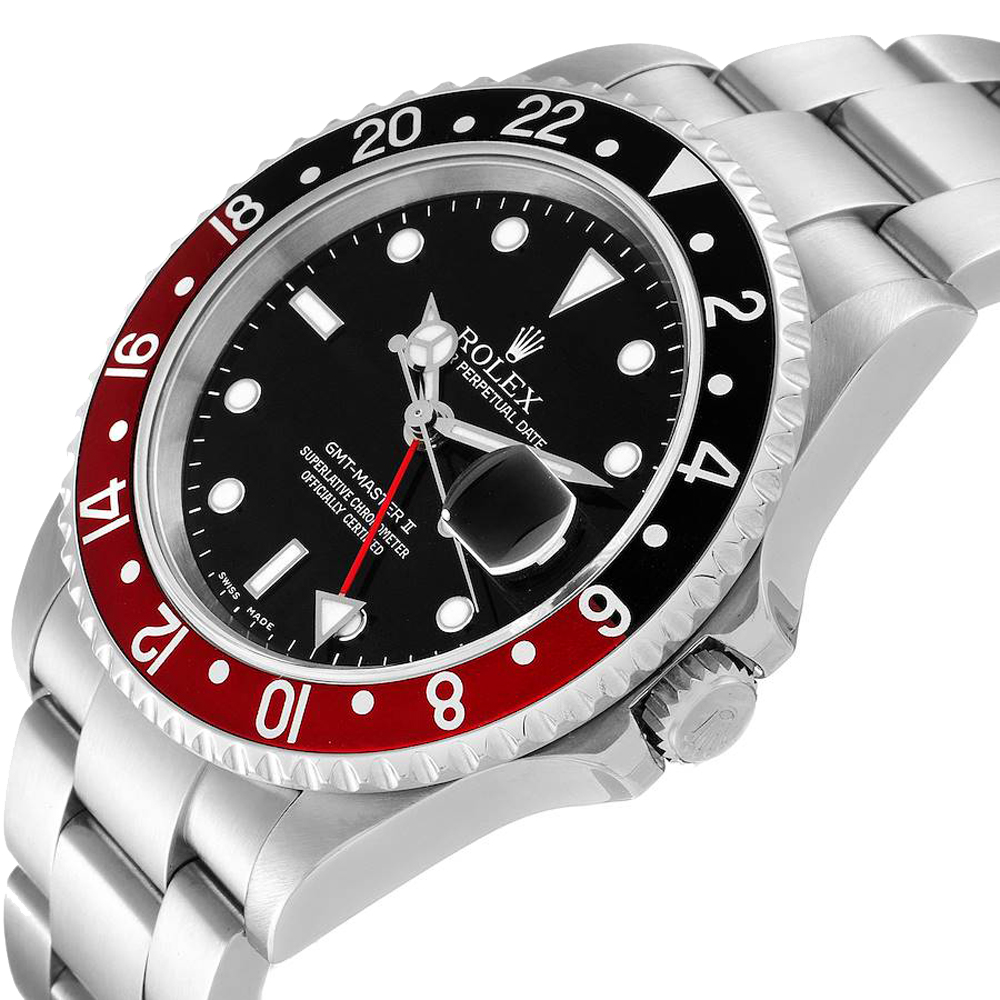 

Rolex Black Stainless Steel GMT Master II Coke 16710 Men's Wristwatch 40 MM