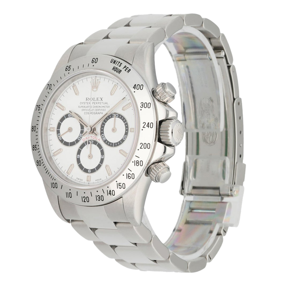 

Rolex White Stainless Steel Cosmograph Daytona 16520 Men's Wristwatch 40 mm