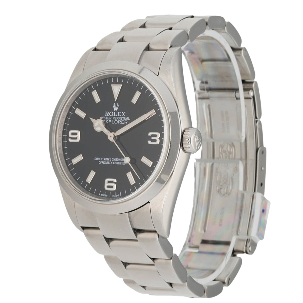 

Rolex Black Stainless Steel Explorer Men's 114270 Wristwatch 36 mm