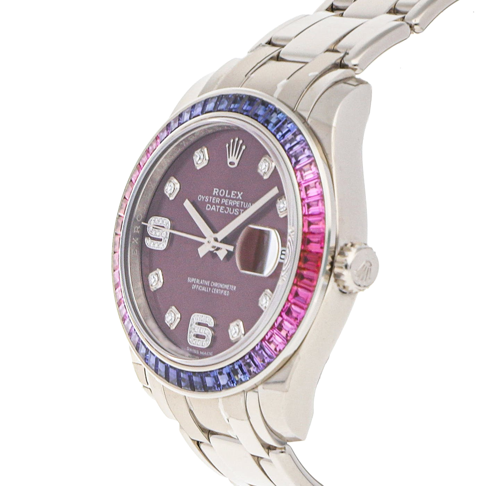 

Rolex Purple Diamonds 18K White Gold Pearlmaster Datejust 86349SAFUBL Men's Wristwatch 39 MM