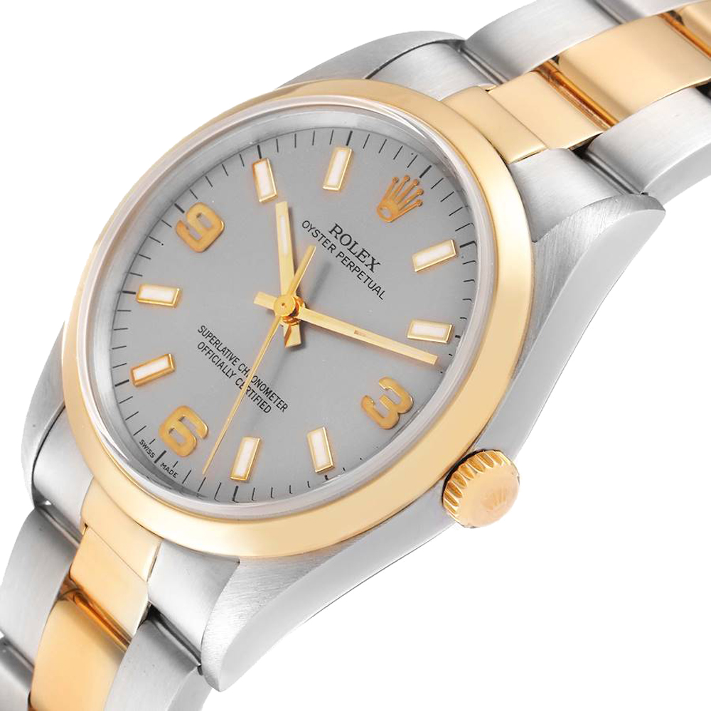 

Rolex Grey 18K Yellow Gold And Stainless Steel Oyster Perpetual 14203 Men's Wristwatch 34 MM