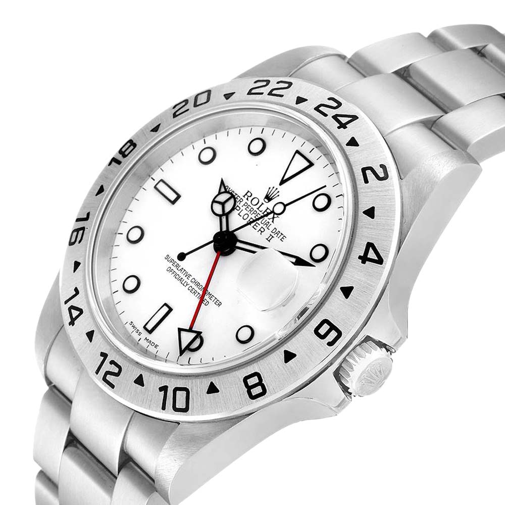 

Rolex White Stainless Steel Explorer II 16570 Men's Wristwatch 40 MM