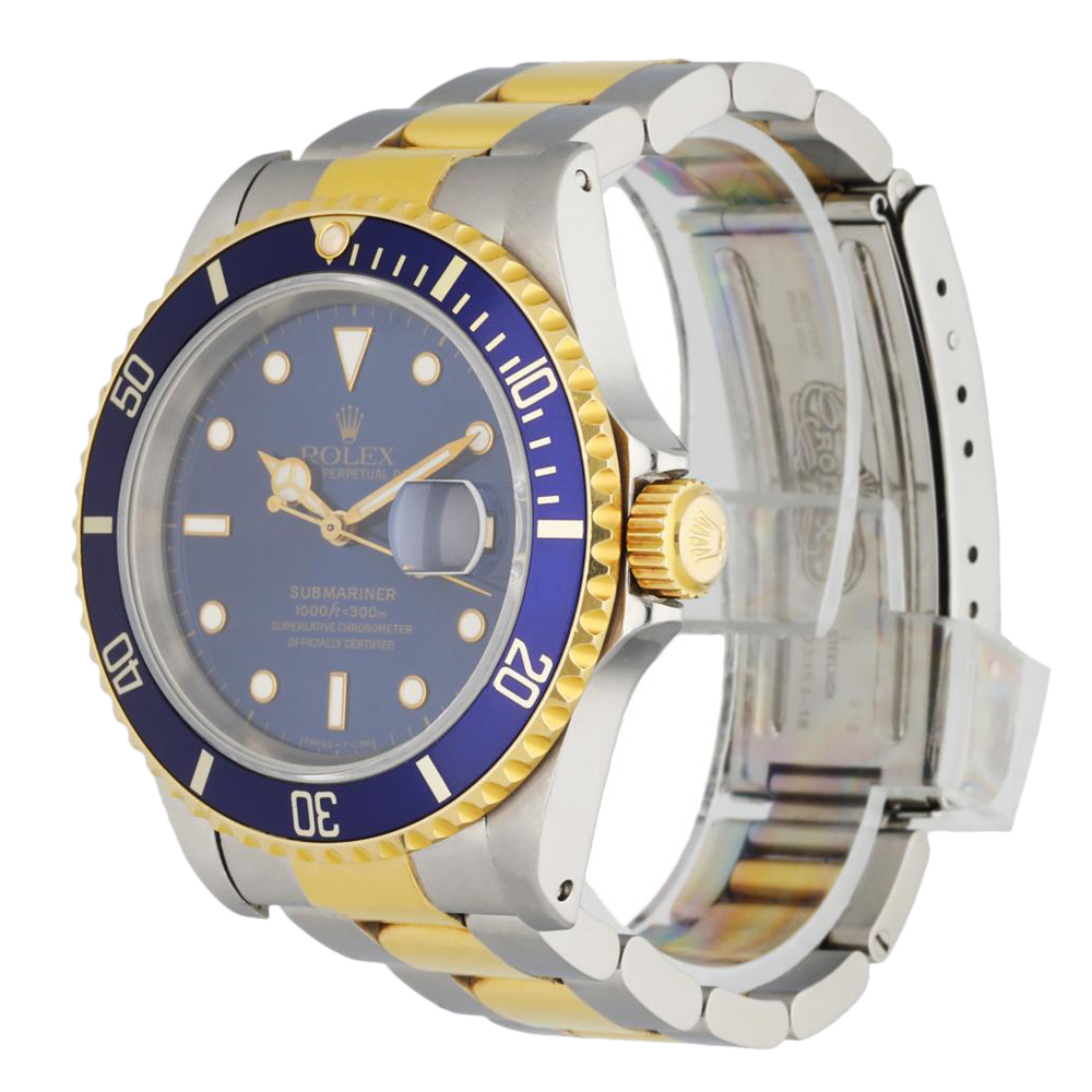 

Rolex Blue 18K Yellow Gold And Stainless Steel 16613 Submariner Automatic Men's Wristwatch 40 MM
