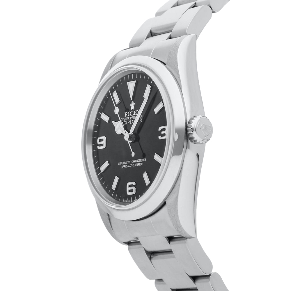 

Rolex Black Stainless Steel Explorer 14270 Men's Wristwatch 36 MM