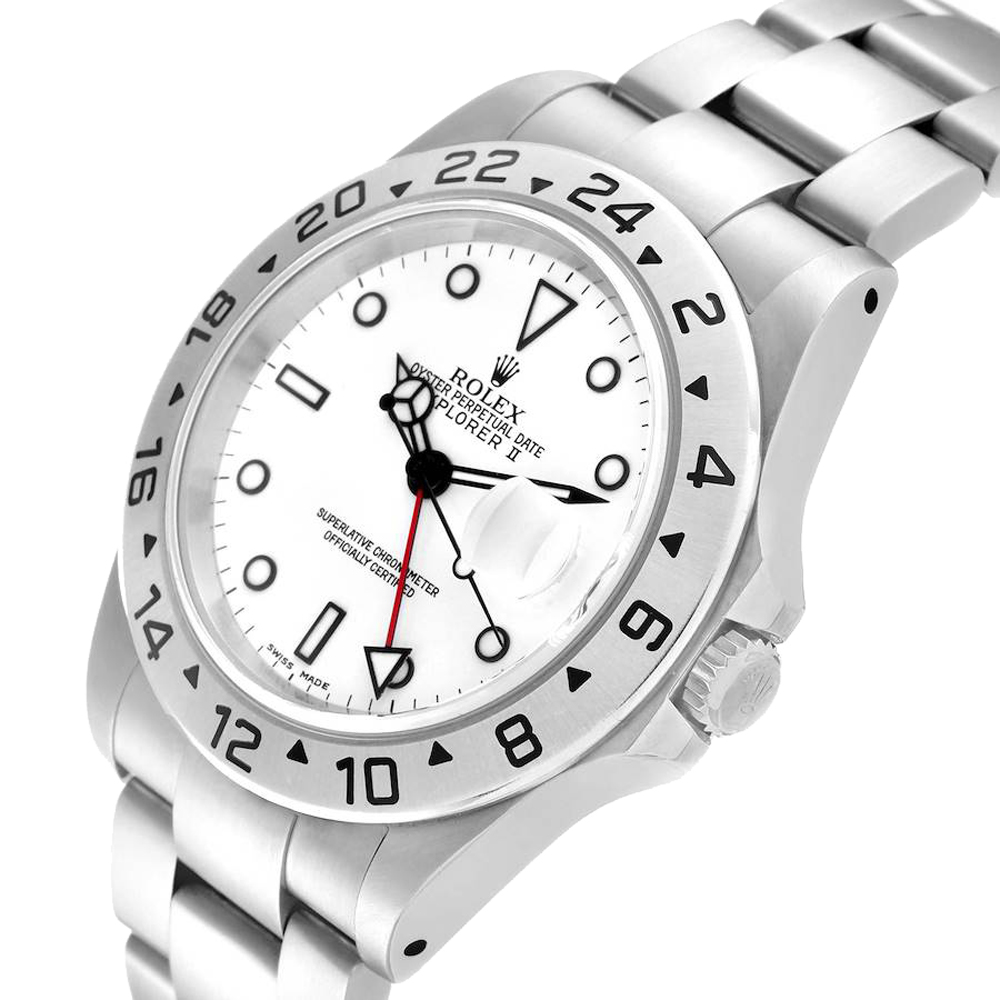 

Rolex White Stainless Steel Explorer II 16570 Automatic Men's Wristwatch 40 MM