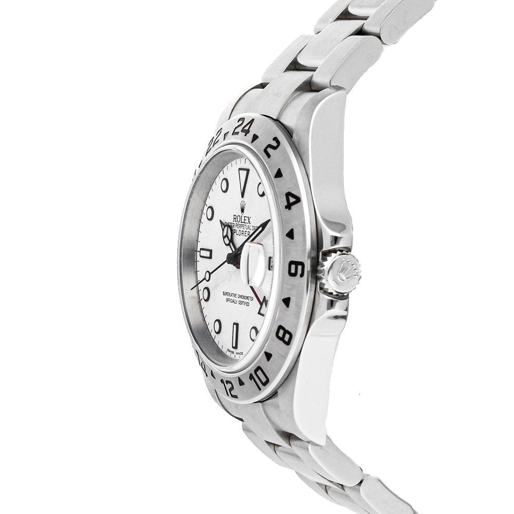 

Rolex White Stainless Steel Explorer II 16570 Men's Wristwatch 40 MM