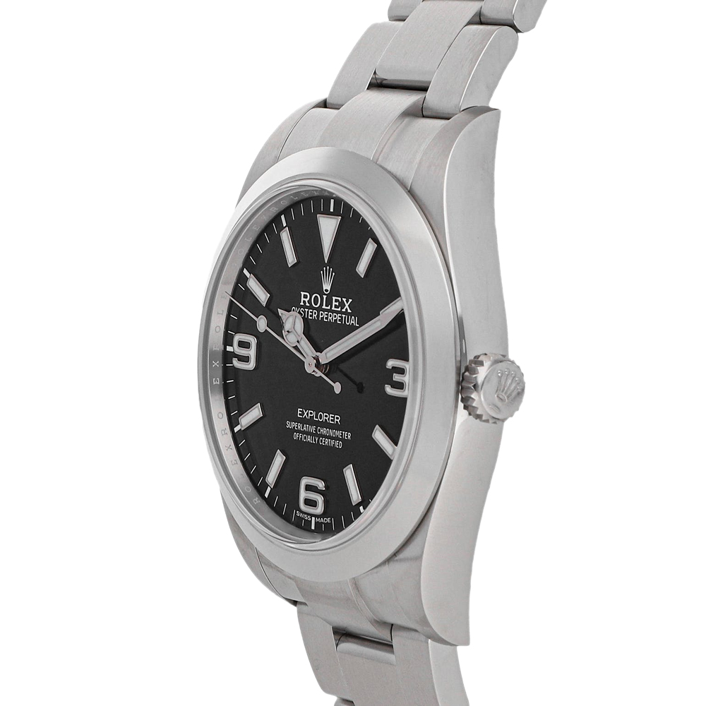 

Rolex Black Stainless Steel Explorer 214270 Men's Wristwatch 39 MM