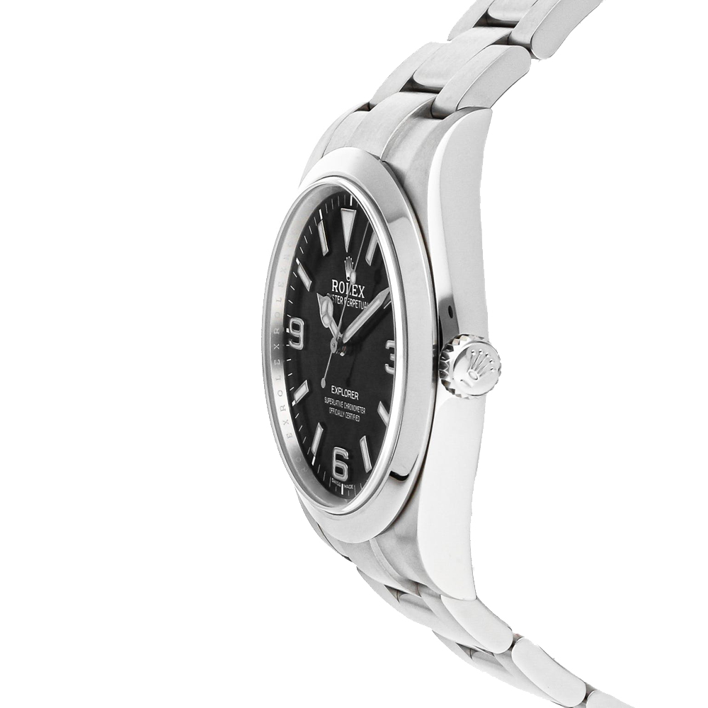 

Rolex Black Stainless Steel Explorer 214270 Men's Wristwatch 39 MM