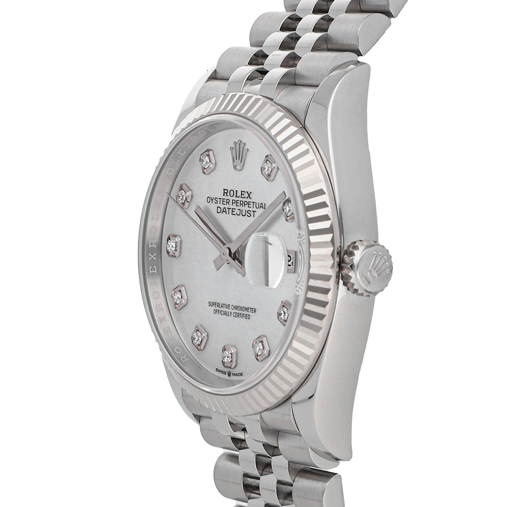 

Rolex MOP Diamonds 18K White Gold And Stainless Steel Datejust 126234 Men's Wristwatch 36 MM