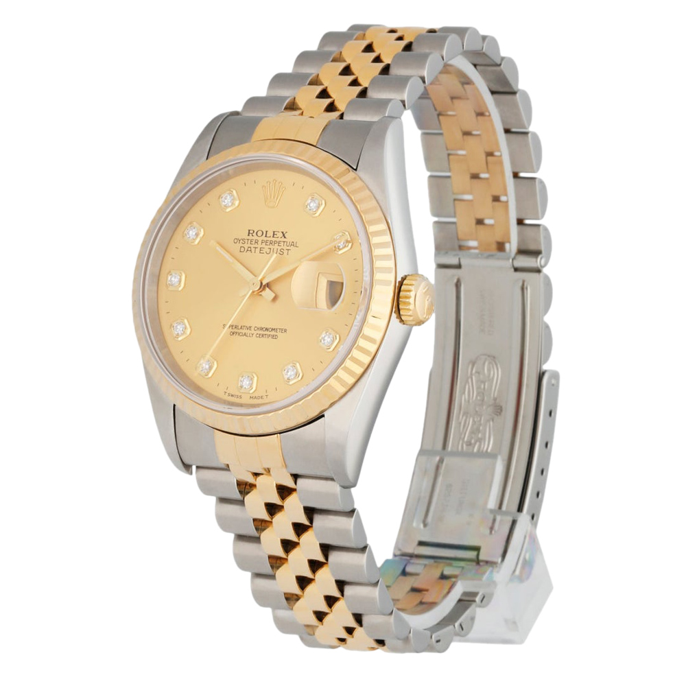 

Rolex Champagne 18K Yellow Gold And Stainless Steel Datejust 16233 Automatic Men's Wristwatch 36 MM