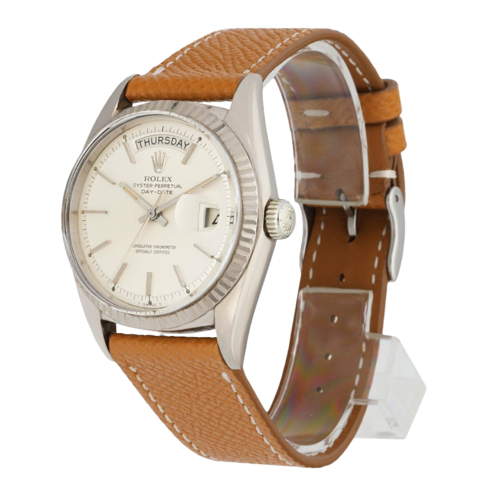 

Rolex Black 18K White Gold Day Date 1803 Men's Wristwatch 36 MM