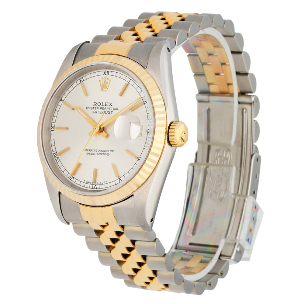 

Rolex Silver 18K Yellow Gold And Stainless Steel Datejust 16233 Automatic Men's Wristwatch 36 MM