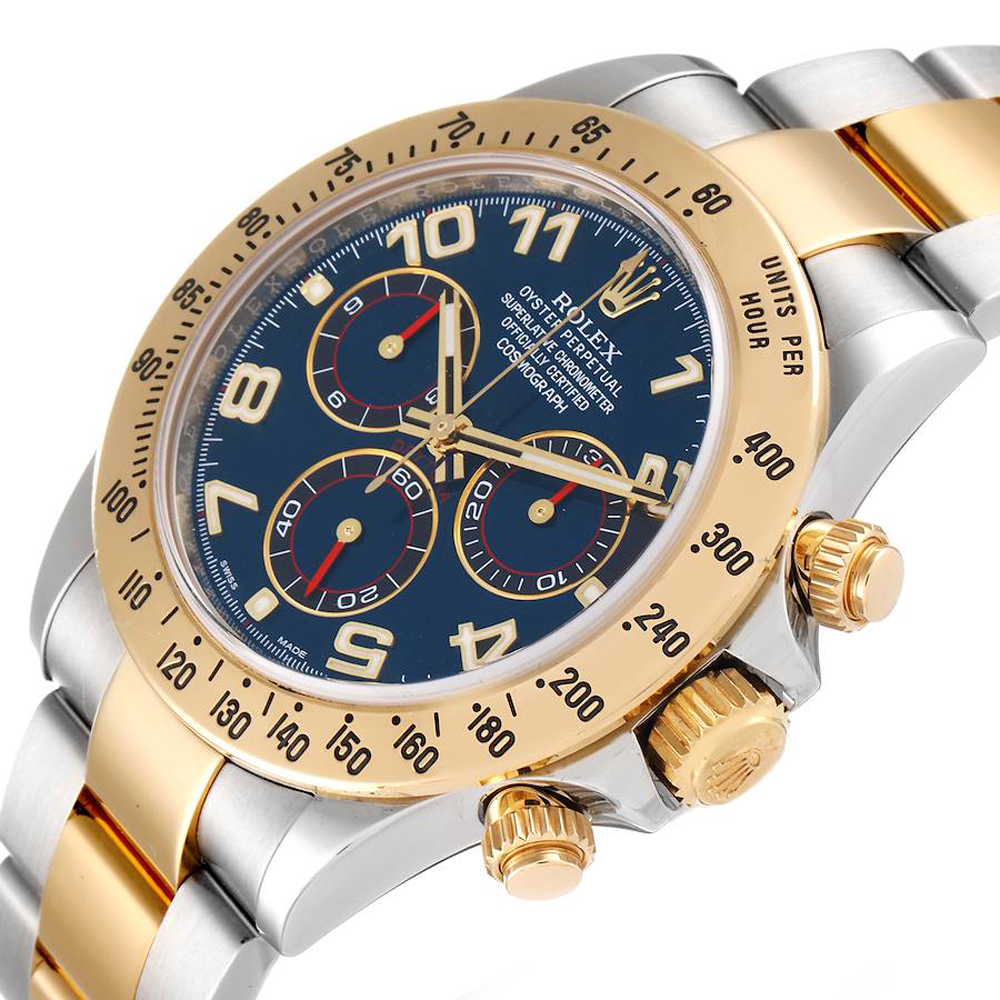 

Rolex Blue 18K Yellow Gold And Stainless Steel Cosmograph Daytona 116523 Men's Wristwatch 40 MM