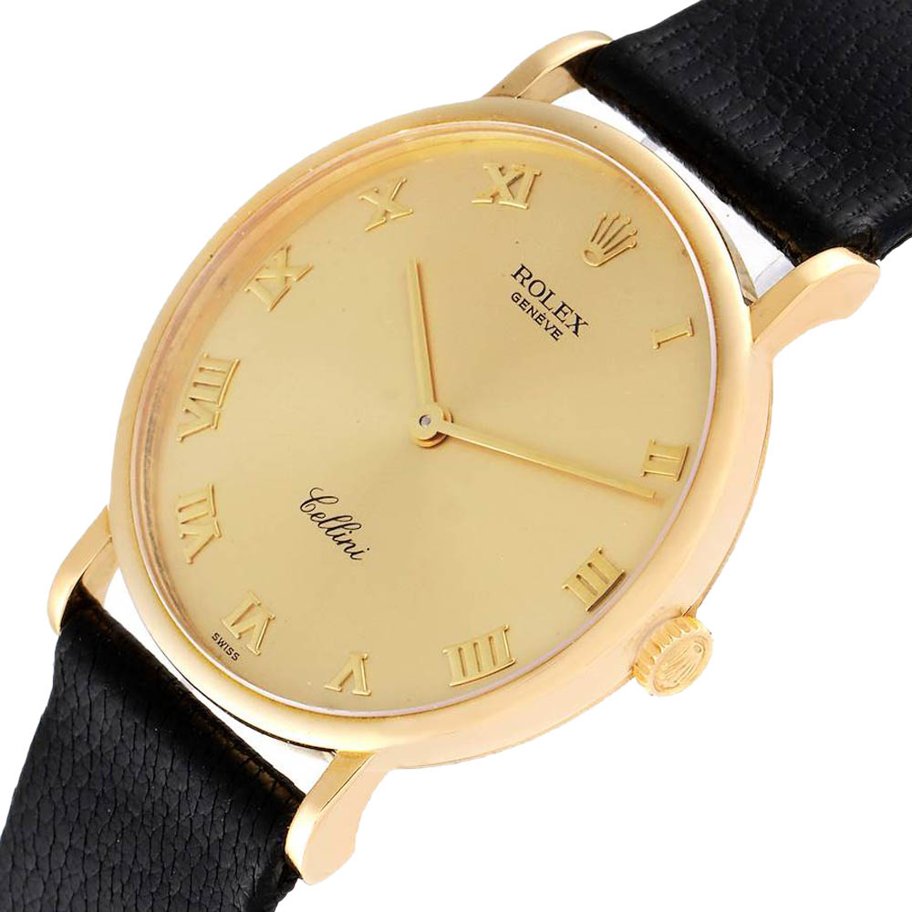 

Rolex Champagne 18K Yellow Gold Cellini Classic 5112 Men's Wristwatch 32 MM