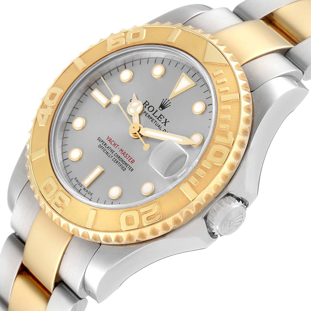 

Rolex Grey 18k Yellow Gold And Stainless Steel Yachtmaster 168623 Men's Wristwatch 35 MM