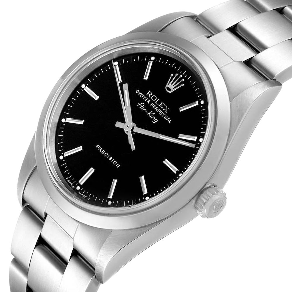 

Rolex Black Stainless Steel Air King 14000 Men's Wristwatch 34 MM