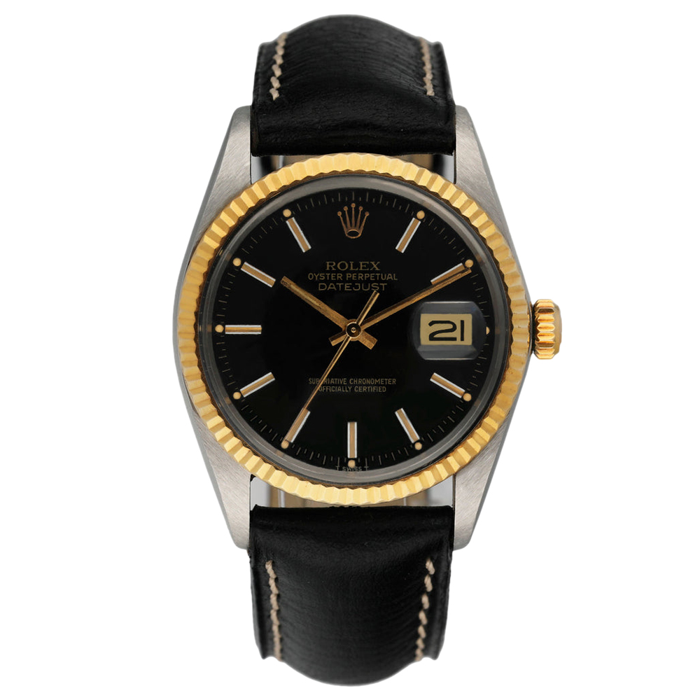 

Rolex Silver 18K Yellow Gold And Stainless Steel Datejust 16013 Men's Wristwatch 36 MM, Black